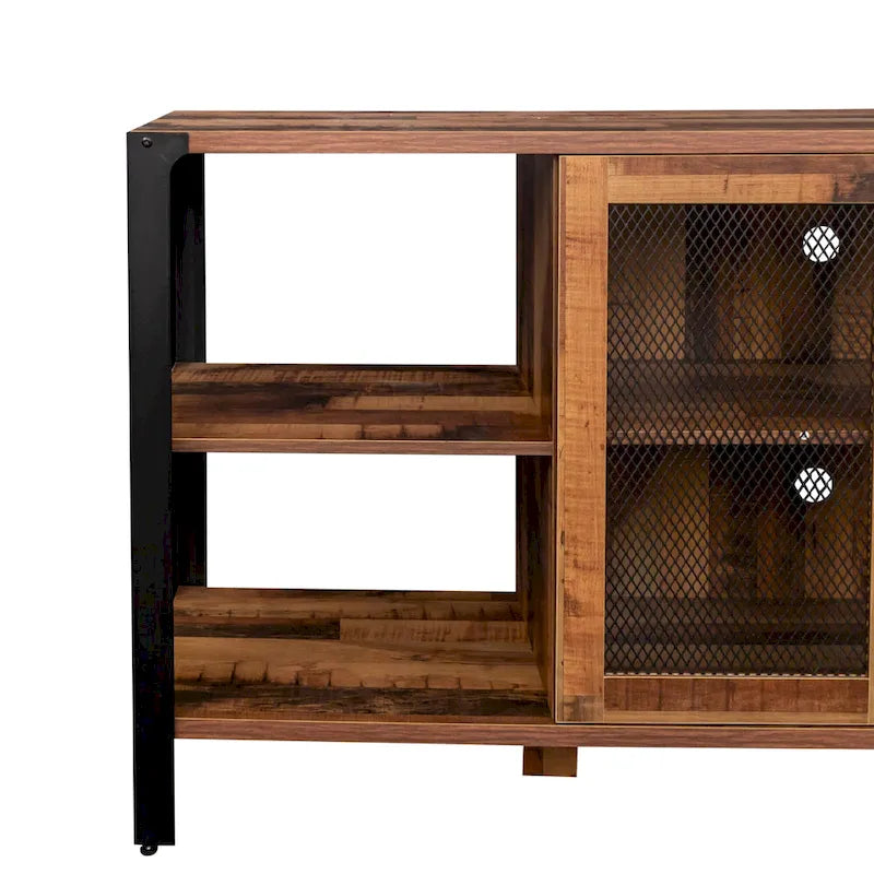Walnut 70.87 Inch Farmhouse TV Stand with Open Storage for 70 TVs