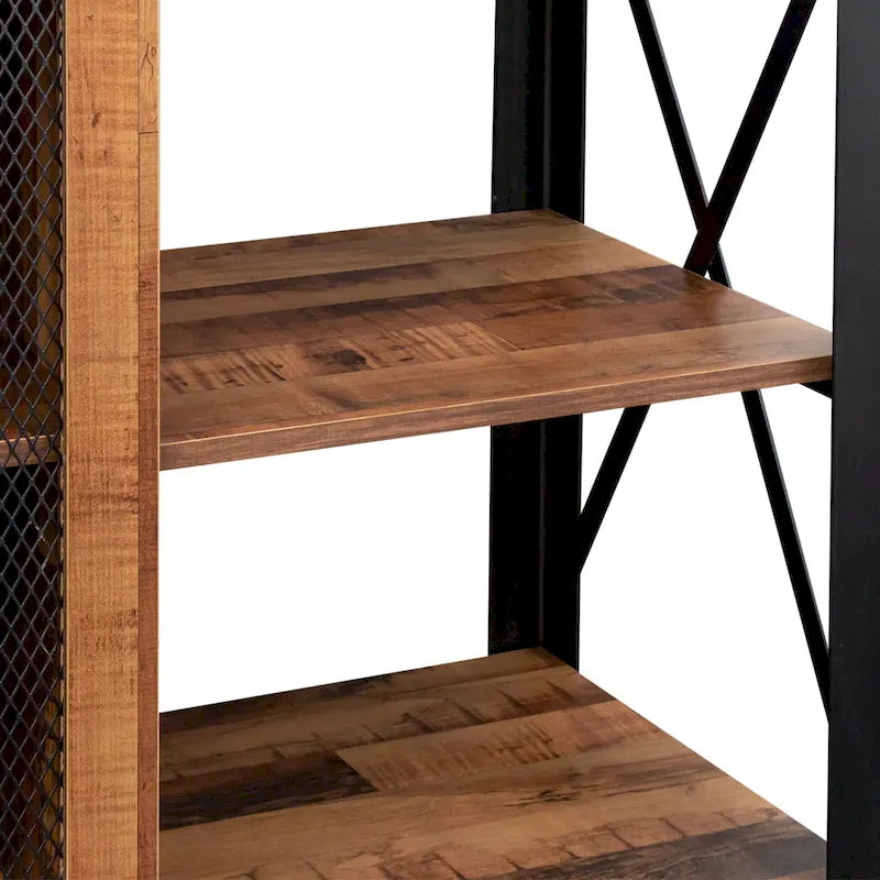 Walnut 70.87 Inch Farmhouse TV Stand with Open Storage for 70 TVs