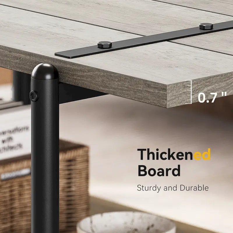41 Inch Large 2-Tier Industrial Wood Coffee Table with Storage Shelf