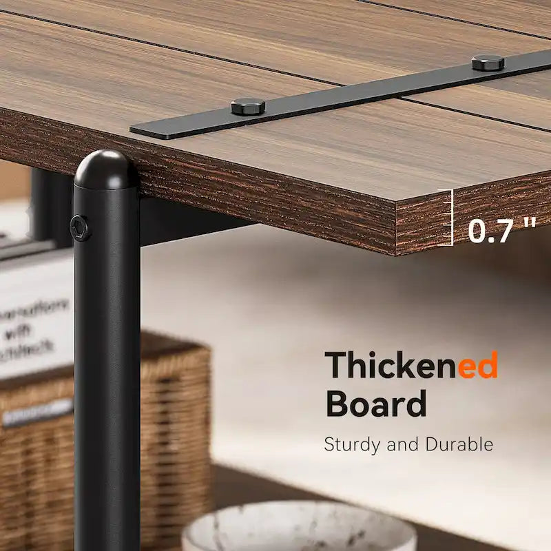 41 Inch Large 2-Tier Industrial Wood Coffee Table with Storage Shelf