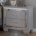 1pc Nightstand Silver Bedside Table with LED Light