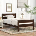 Twin Bed with Headboard and Footboard, Espresso Finish, Space-Saving Design with Storage