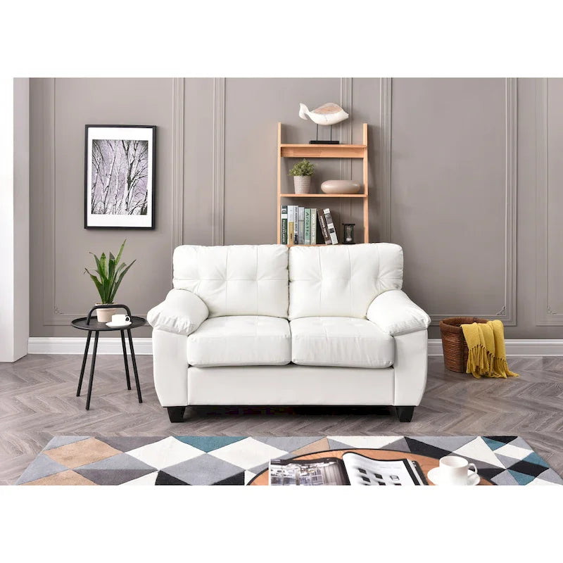 Contemporary White Loveseat With Comfort