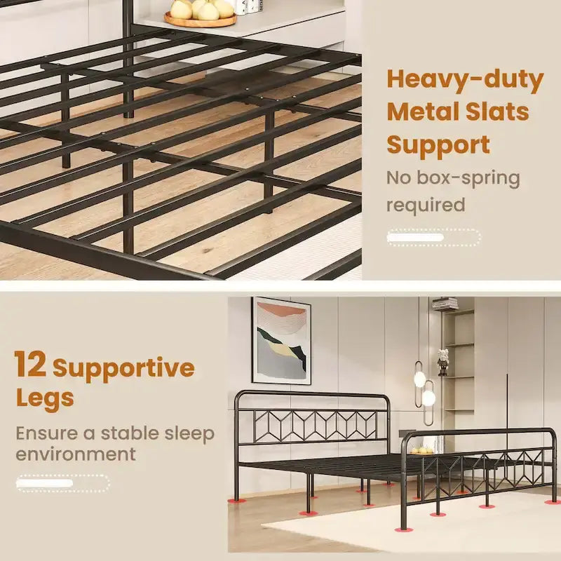 Twin/Full/Queen/King Size Bed Frame with Mattress Foundation