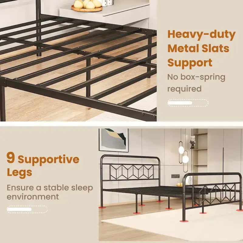 Twin/Full/Queen/King Size Bed Frame with Mattress Foundation