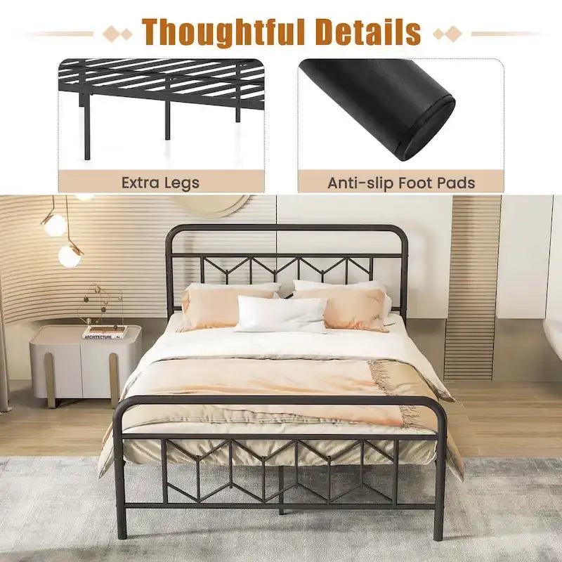 Twin/Full/Queen/King Size Bed Frame with Mattress Foundation