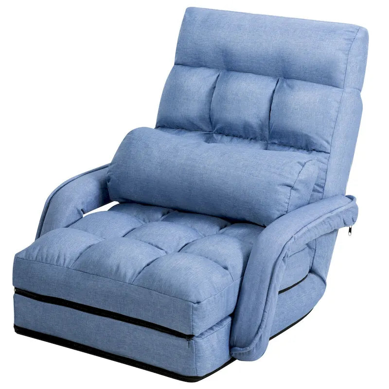 Blue Folding Lazy Sofa Floor Chair and Lounger Bed