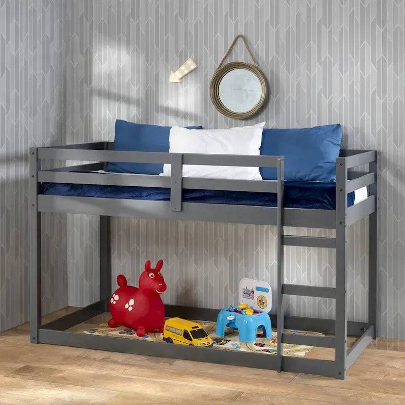 Versatile Wooden Twin Loft Bed with Integrated Slats and Guard-Rail