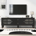 Modern Minimalist TV Stand with 2 Storage Cabinets, 2 Drawers and Cable Management for Living Room Bedroom