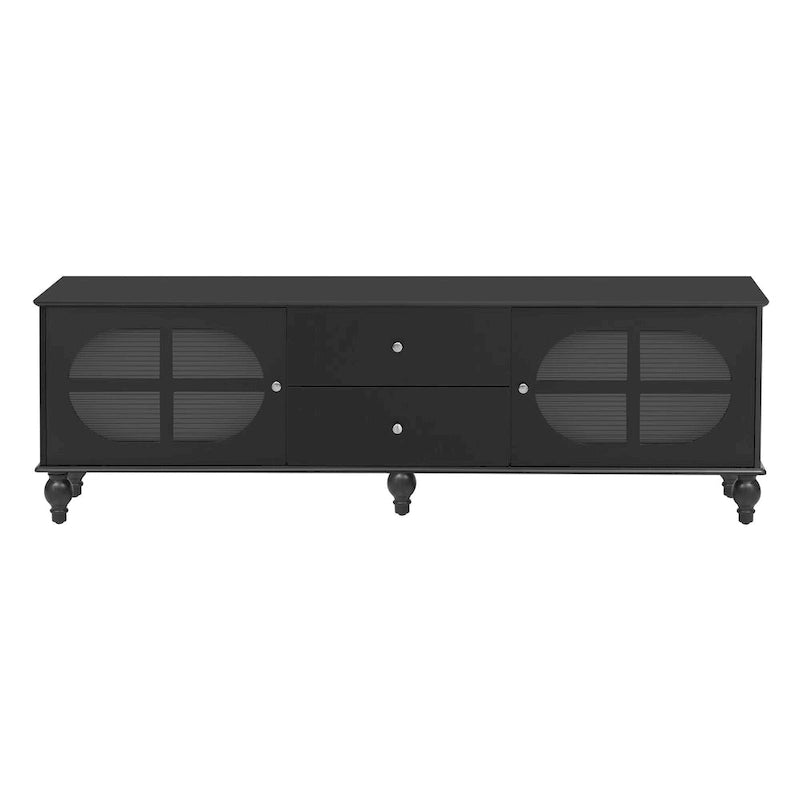 Modern Minimalist TV Stand with 2 Storage Cabinets, 2 Drawers and Cable Management for Living Room Bedroom
