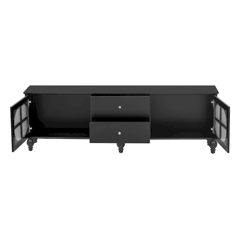 Modern Minimalist TV Stand with 2 Storage Cabinets, 2 Drawers and Cable Management for Living Room Bedroom