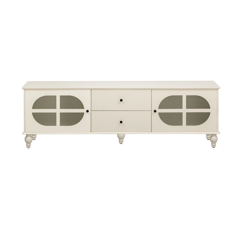 Modern Minimalist TV Stand with 2 Storage Cabinets, 2 Drawers and Cable Management for Living Room Bedroom