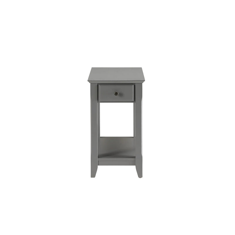 Space Saving Rectangular 23 Inch Wooden Side End Table with Two Storage Shelves and One Drawer for Living Room