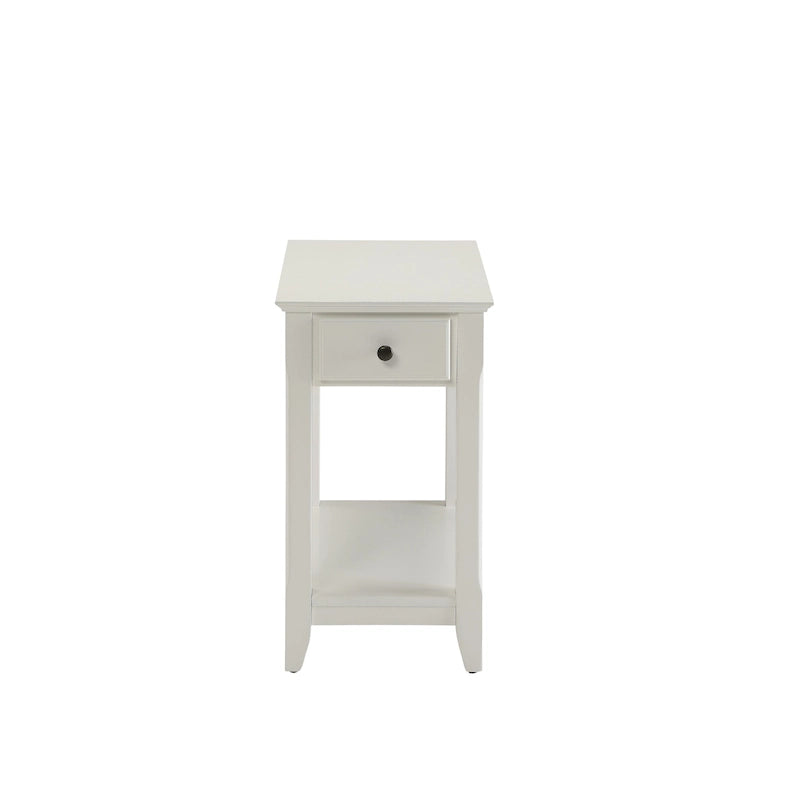 Space Saving Rectangular 23 Inch Wooden Side End Table with Two Storage Shelves and One Drawer for Living Room