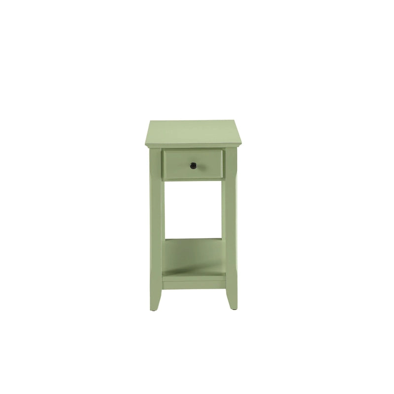Space Saving Rectangular 23 Inch Wooden Side End Table with Two Storage Shelves and One Drawer for Living Room