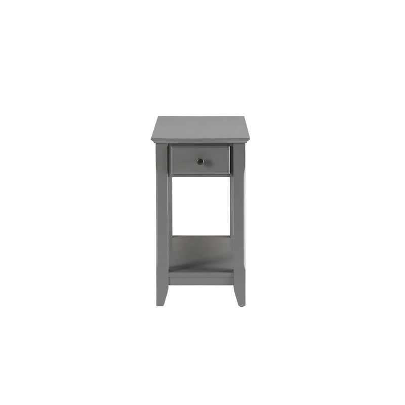 Space Saving Rectangular 23 Inch Wooden Side End Table with Two Storage Shelves and One Drawer for Living Room