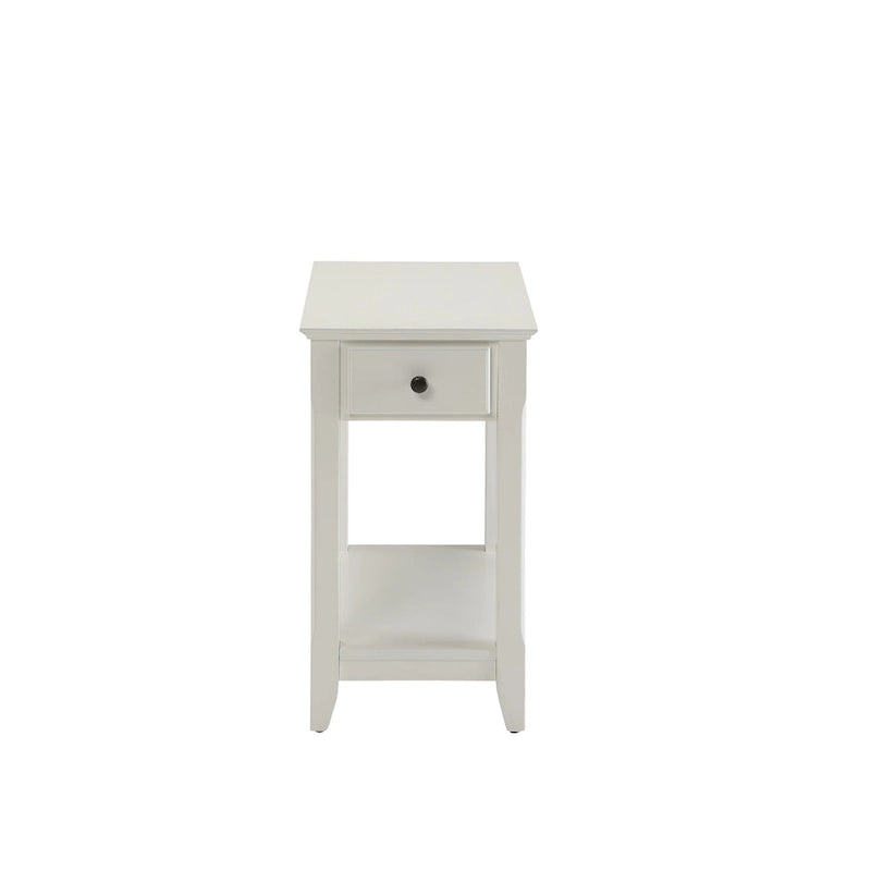 Space Saving Rectangular 23 Inch Wooden Side End Table with Two Storage Shelves and One Drawer for Living Room