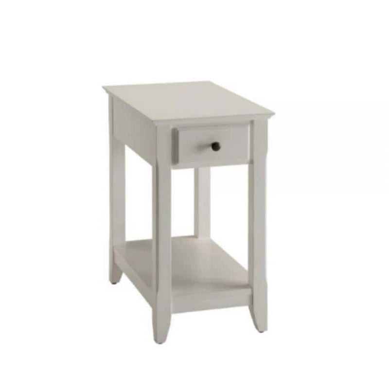 Space Saving Rectangular 23 Inch Wooden Side End Table with Two Storage Shelves and One Drawer for Living Room