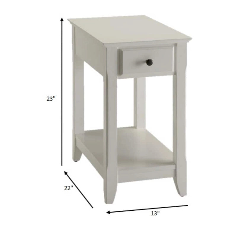 Space Saving Rectangular 23 Inch Wooden Side End Table with Two Storage Shelves and One Drawer for Living Room