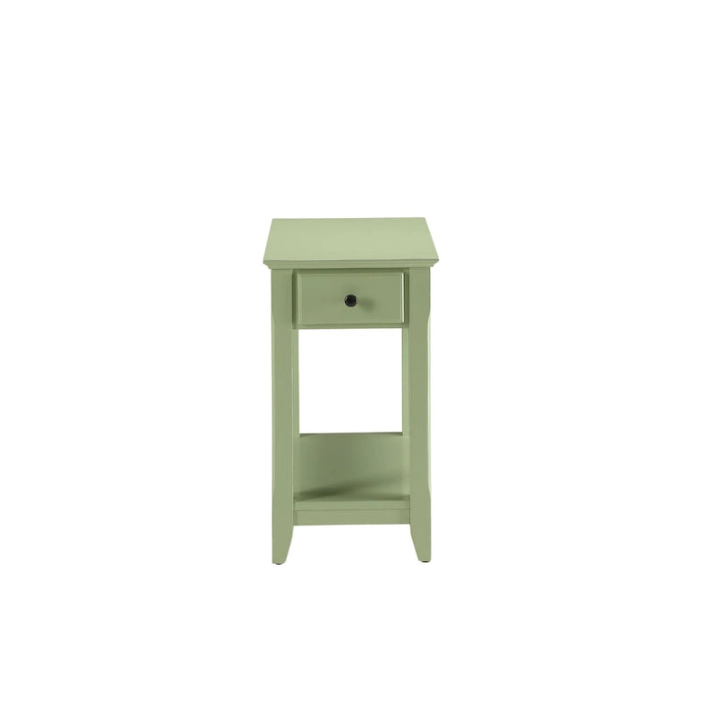 Space Saving Rectangular 23 Inch Wooden Side End Table with Two Storage Shelves and One Drawer for Living Room
