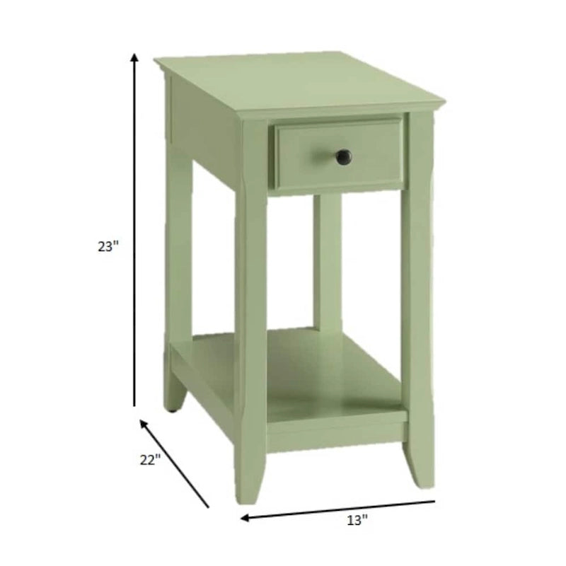 Space Saving Rectangular 23 Inch Wooden Side End Table with Two Storage Shelves and One Drawer for Living Room