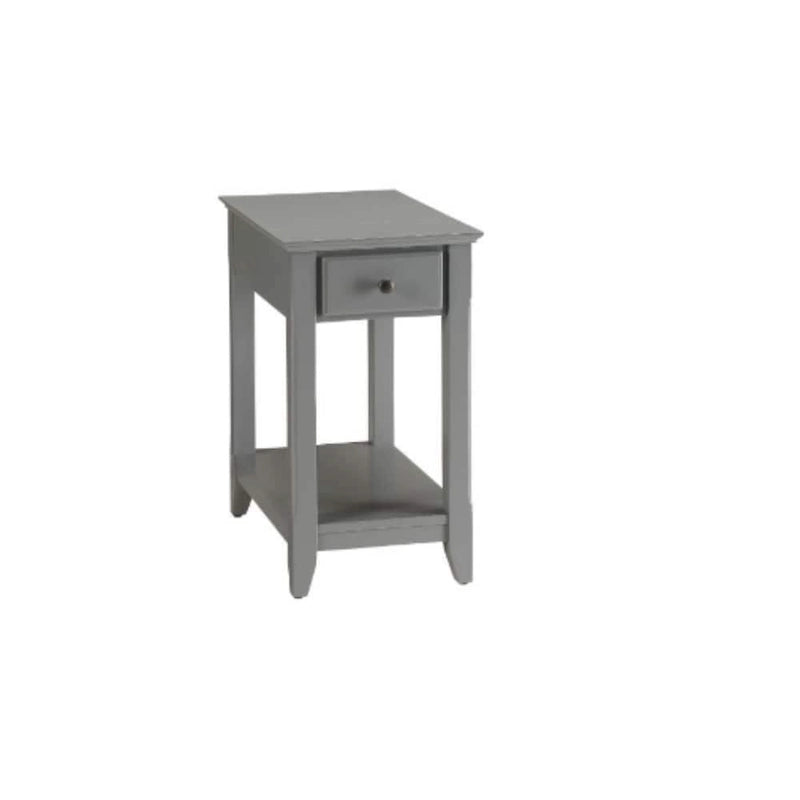 Space Saving Rectangular 23 Inch Wooden Side End Table with Two Storage Shelves and One Drawer for Living Room