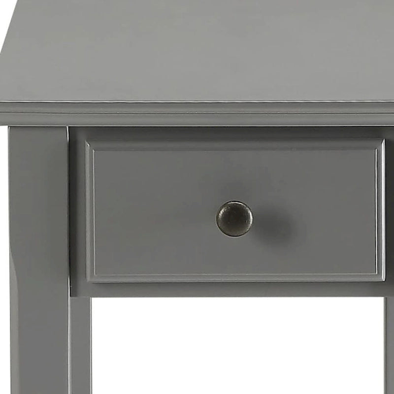 Space Saving Rectangular 23 Inch Wooden Side End Table with Two Storage Shelves and One Drawer for Living Room
