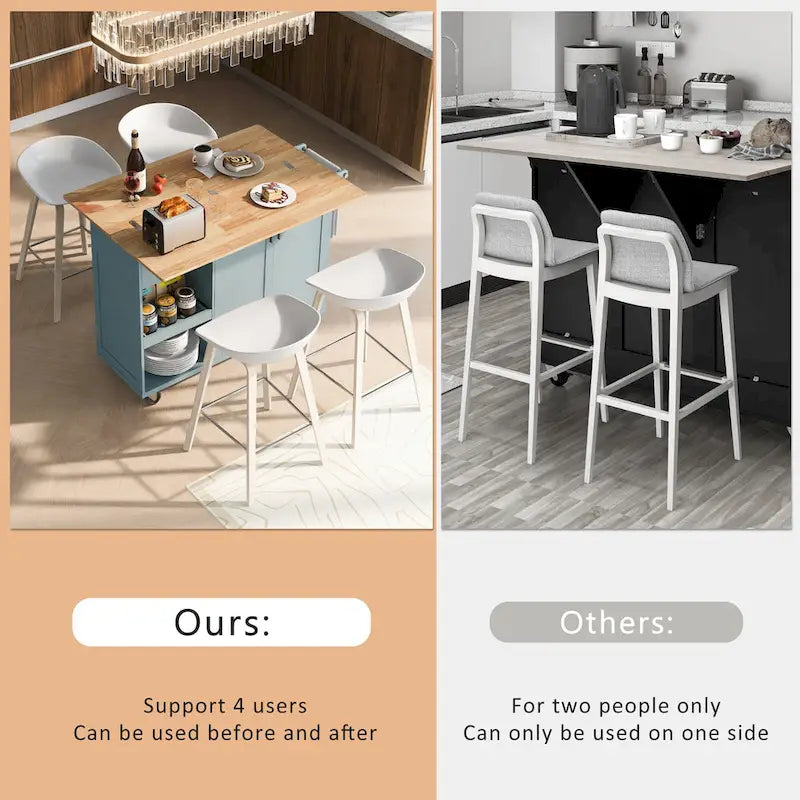 Kitchen Island with Foldable Counter Top, Storage Cart with Slide-Out Shelf, Towel Rack and Drawer, Rolling Wheels