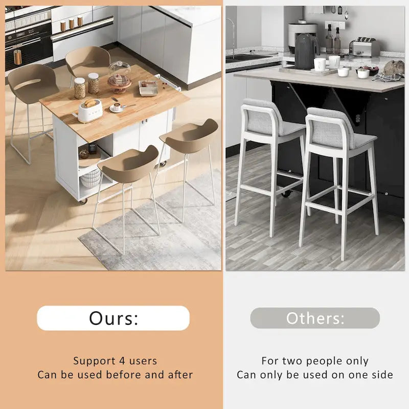 Kitchen Island with Foldable Counter Top, Storage Cart with Slide-Out Shelf, Towel Rack and Drawer, Rolling Wheels