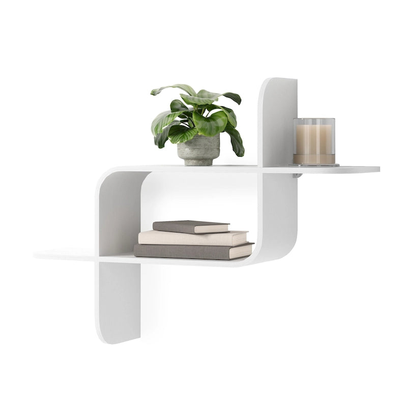 Modern Bentwood Wall Shelf with Geometric Design for Books and Decor