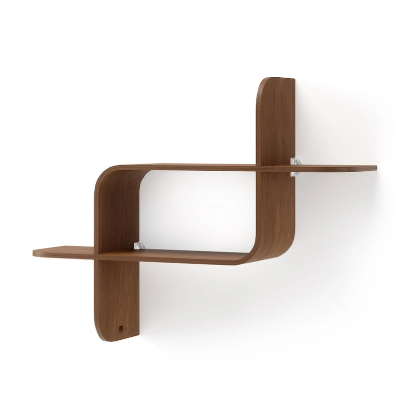 Modern Bentwood Wall Shelf with Geometric Design for Books and Decor