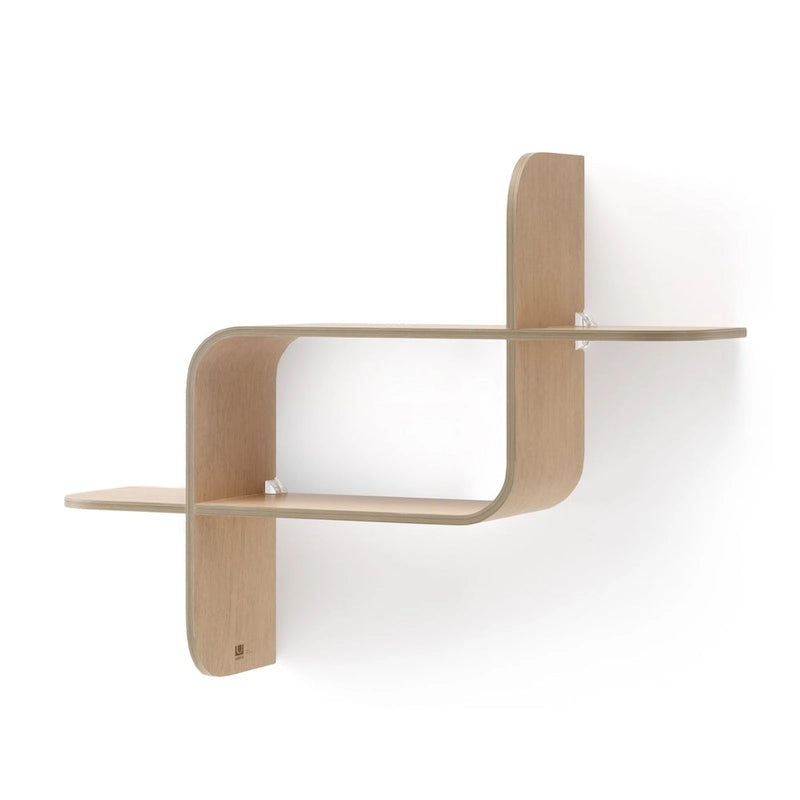 Modern Bentwood Wall Shelf with Geometric Design for Books and Decor