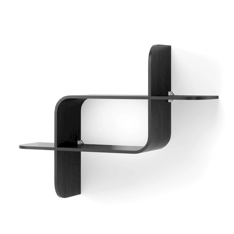 Modern Bentwood Wall Shelf with Geometric Design for Books and Decor
