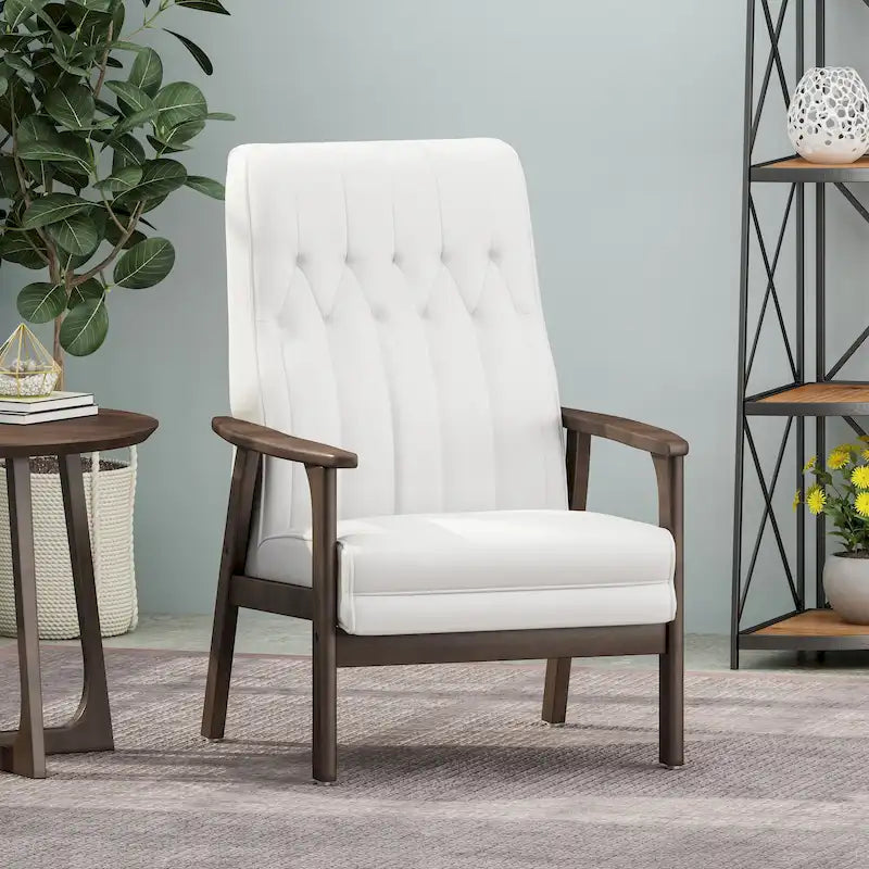25.75 Inch High Back Faux Leather Accent Chair