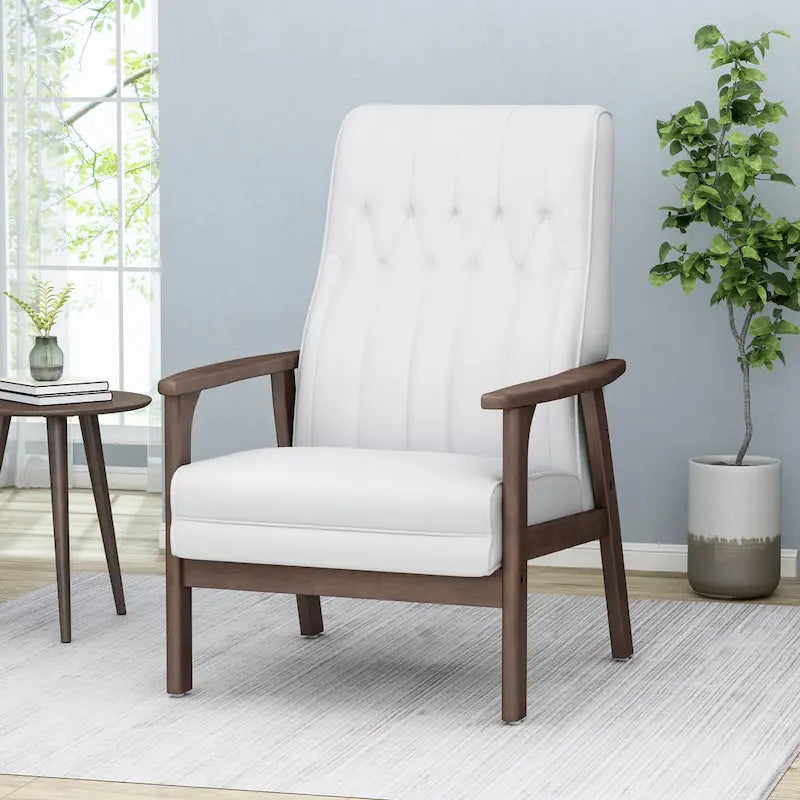 25.75 Inch High Back Faux Leather Accent Chair