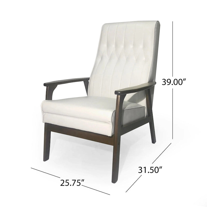 25.75 Inch High Back Faux Leather Accent Chair