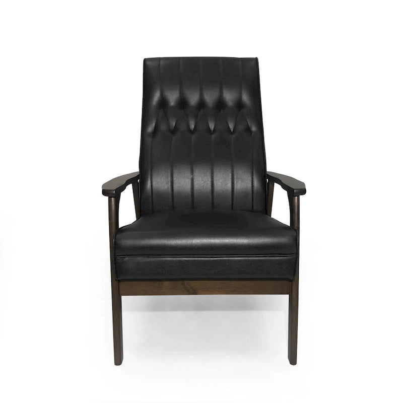 25.75 Inch High Back Faux Leather Accent Chair
