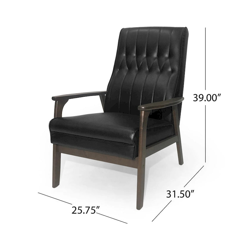 25.75 Inch High Back Faux Leather Accent Chair
