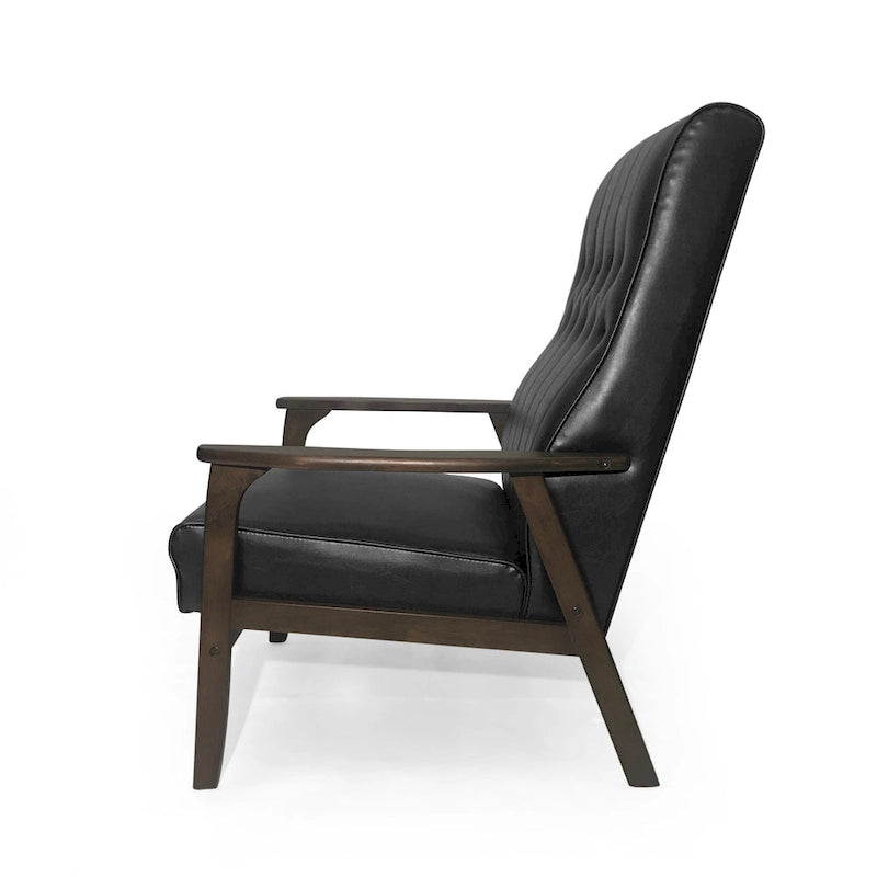 25.75 Inch High Back Faux Leather Accent Chair