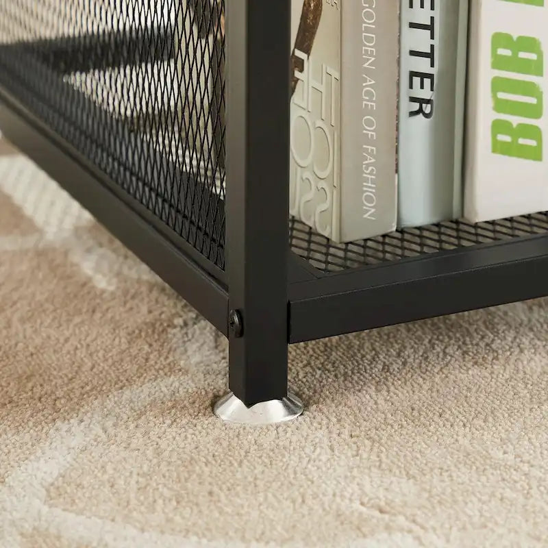 Industrial Rectangle Wood Coffee Table with Storage Shelf and Metal Frame