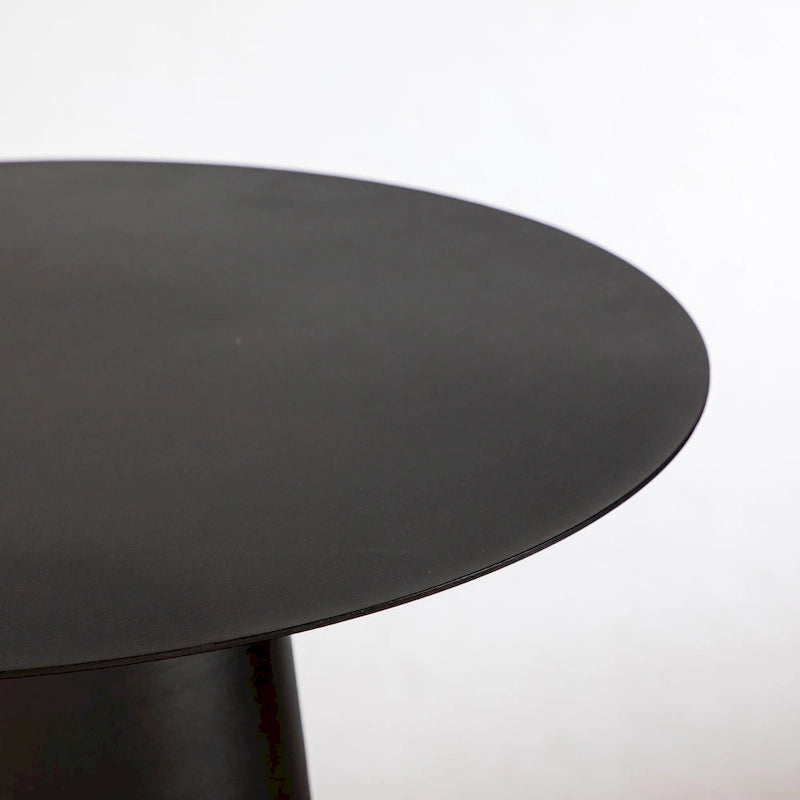 Outdoor Mid Century Modern Metal Single Round Coffee Table, Black, 23.6 Inch Wide