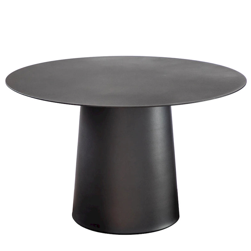 Outdoor Mid Century Modern Metal Single Round Coffee Table, Black, 23.6 Inch Wide
