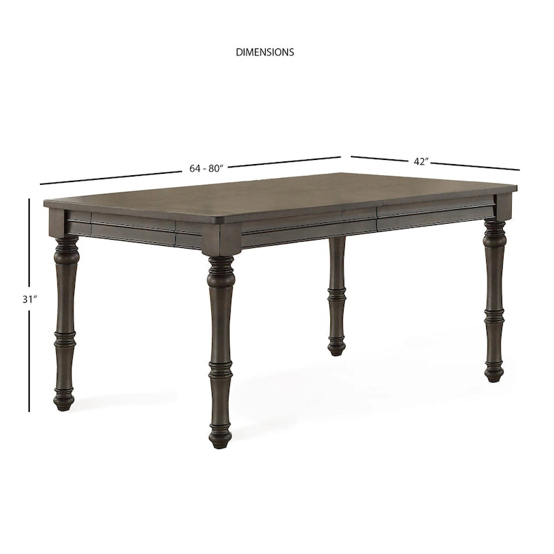 80 Inch Wooden Dining Table with Grey Brown Finish