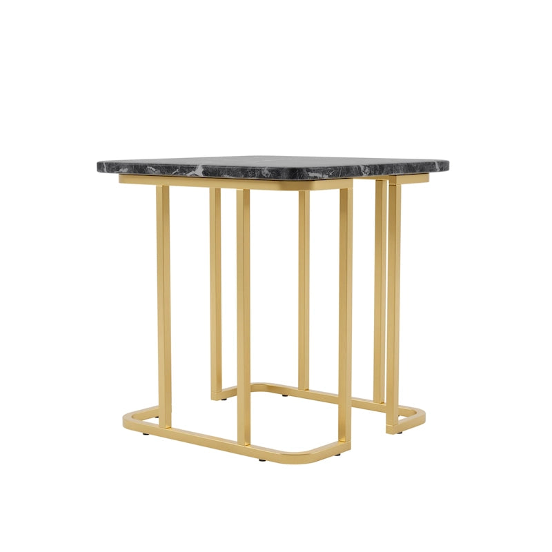 Contemporary 24 Inch Faux Marble Side Table