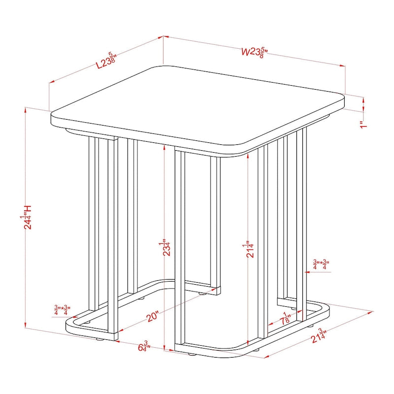 Contemporary 24 Inch Faux Marble Side Table