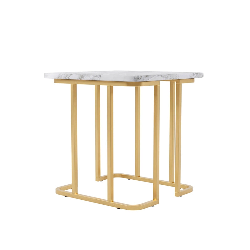 Contemporary 24 Inch Faux Marble Side Table