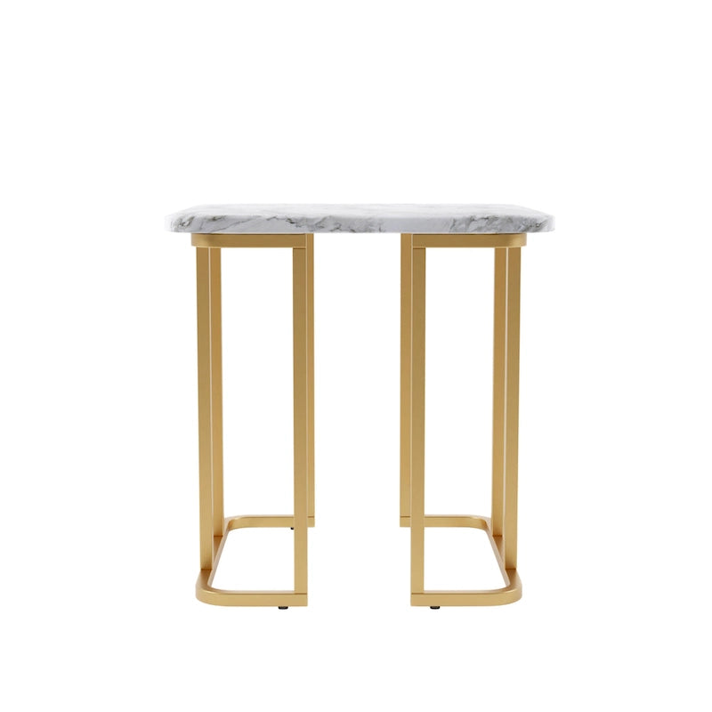 Contemporary 24 Inch Faux Marble Side Table