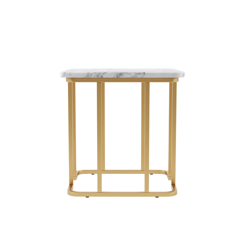 Contemporary 24 Inch Faux Marble Side Table