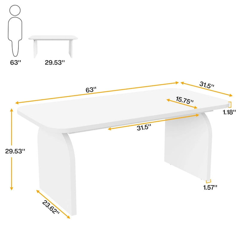 63 Inch Executive Desk, Rectangular Large Office Computer Desk Workstation