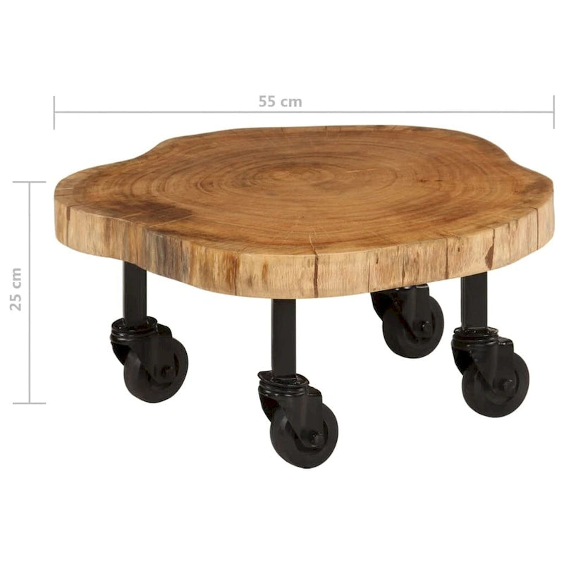 Solid Wood Acacia Coffee Table, 23.6 x 21.7 x 9.8 Inches